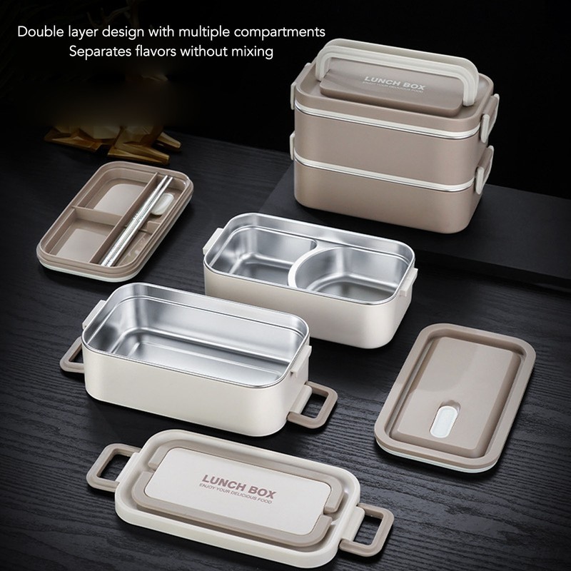 2 Tier Stackable Bento Box 304 Stainless Steel Insulated Lunch