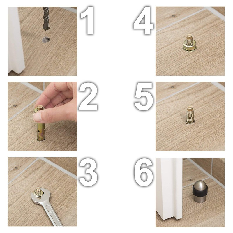 2 x STOPPLA® Doorstopper Door Stop Real Stainless Steel Brushed