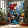 FAXTOZ Nautical Mermaid Shower Curtain Stained Glass Underwater Ocean Coastal