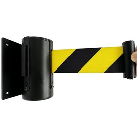 YUFANKAI Safety Warning Tapes, Wall Mounted Queuing Barrier, Retractable Barrier, with Carbon Steel Painted Shell, Safety Cordon Crowd Control 2/3/5M, Warning Tape Personnel Guidance System (3 m)