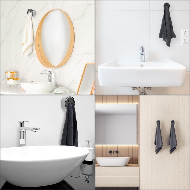 Prasacco 6 Pcs Self Adhesive Dish Towel Holder - Round