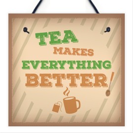 RED OCEAN Tea Makes Every Better Kitchen Plaque Vintage Sign Bar Pub Shabby Chic Home Wall Decor Gifts