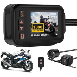 CAMECHO Dashcam für vorne und hinten, IP65 wasserdichte Dual-Dash-Kamera für Motorsport/Motorräder/UTV/ATV und Golfwagen, 2'' HD-Dashcam mit G-Sensor/Schleifenaufnahme/32GB TF-Karte/Fahrzeugrecorder