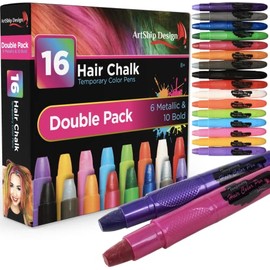 gis para el cabello 16 colores con 6 colores de purpurina temporales para el cabello, Lapiceros