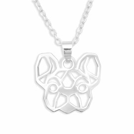 Monkimau Women's Necklace with French Bulldog Pendant Made of 925 Sterling Silver French Bulldog Necklace Silver Women Charm Chain Jewellery Gifts for Children Girls Women, Stainless Steel