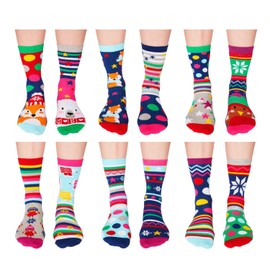 United Oddsocks 12 Days Women Christmas Advent Calendar Box of 12 Festive Socks, Multicolour and Fun Socks UK 4-8 EUR 37-42