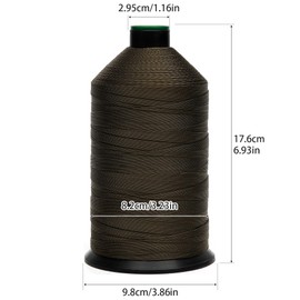 HILOHILO Extra Strong Bonded Nylon Thread #138 Tex135 – 16 OZ, 3000yds, Versatile Stitching Solution for Leather, Upholstery,Canvas Repair and More(Army Green)