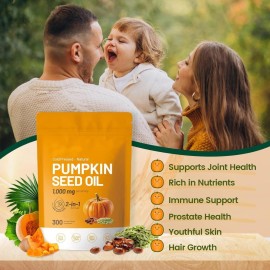 Pumpkin Seed Oil Saw Palmetto 3000 mg - Bladder Health, Immune Support 300 Pills