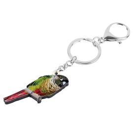 WEVENI Acrylic Green-cheeked Parakeet Keychain Crimson Rosella Parrot Charms Bird Jewelry For Women Girl (Multicoloured)