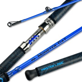 MASTER LOGIC Monster Catfish Fishing Rod - 7' Medium Heavy, 1-Piece Glow in Dark Casting Rod, S-Glass & Carbon Graphite Blend, Durable EVA Foam Super Grip, Catfish Pole for Night Fishing Blue