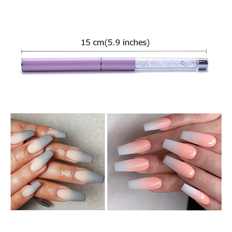 SILPECWEE 3Pcs Ombre Nail Brush, Acrylic Nail Art Brushes, Nail