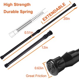 Tension Rods Shower 12 in to 20 Small Adjustable Curtain Rods Window Rods in Extendable Telescopic Width Spring Cupboard Bars for Kitchen Utensils, Closet, Cabinet,Fit in The Spaces to Stay Up,2 Pack