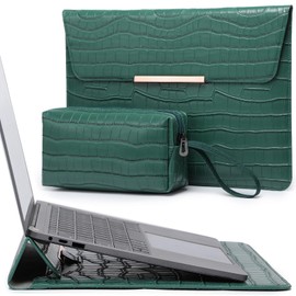 HYZUO 13 Inch Laptop Case with Built-in Stand for MacBook Pro 13 M2/M1 Pro/Max A2686 2024-2016, MacBook Air 13 M2/M1 A2681 2024-2018, Laptop Sleeve with Small Carry Case, Crocodile Pattern Green