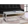 Monarch Specialties Coffee Table-Grey Cement with Chrome Metal