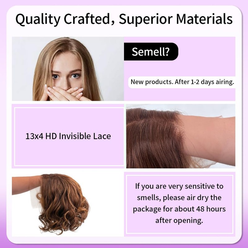 LDJOY Honey Blonde Synthetic Lace Front Wig 10 Inch Body