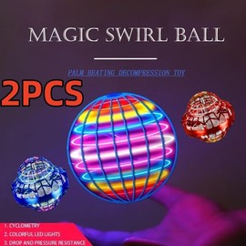 2-Pack UFO & Orb Flying Toys - USB Rechargeable Gesture-Controlled with LED Effects, Indoor/Outdoor Magic Stuffer & Birthday Gift for Kids/Adults - Color: blue+blue, form: Orb + UFO