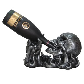 DWK Gargle of Wine Skeleton Skull in Flames Decorative Wine Bottle Holder Kitchen