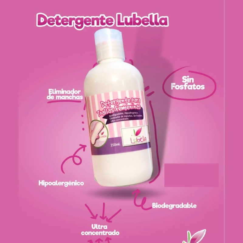 Lubella Detergente + Bolsa Para Guardar Toallas Sanitarias De Tela