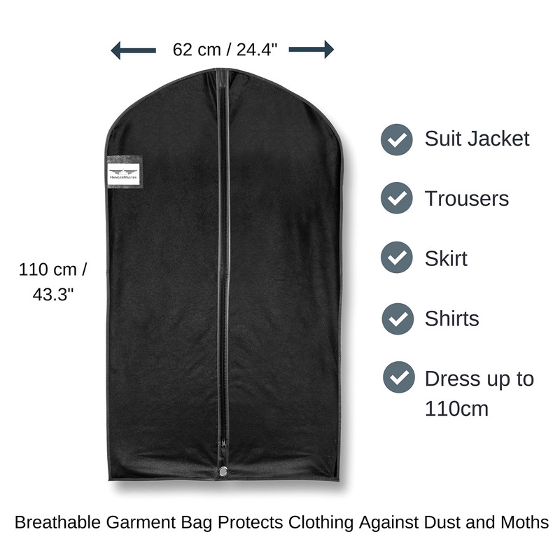 HangerMaster Suit Garment Covers 110cm (44") Black Breathable Protective Case