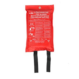 Fire Blanket XL 120 x 120 cm - DIN EN 1896 Standard 2019 - Fibreglass Extinguishing Agent Signal Red - Eyelets for Hanging