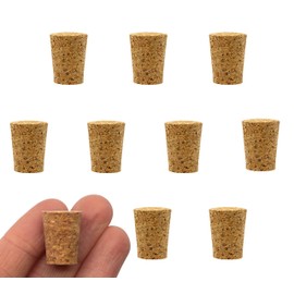 10PK Cork Stoppers, Size #3-10mm Bottom, 14mm Top, 19mm Length - Tapered Shape, Natural Bark Material - Great for Household & Laboratory Use - Eisco Labs
