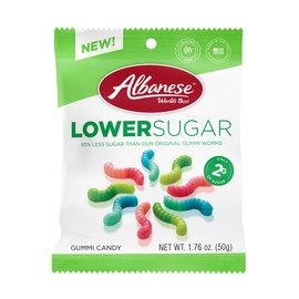 Albanese World's Best Lower Sugar, Gluten Free Mini Gummi Worms, 1.76oz Bag