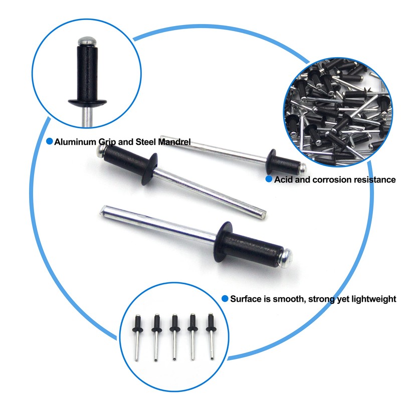 BESTYCHAO 100pcs Aluminium Blind Rivet, Open End Rivet Pop Rivet,