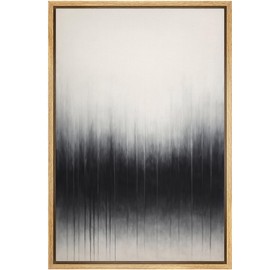 SIGNFORD Framed Canvas Print Wall Art Abstract Black and White Gradient Modern Minimalist Vertical Line Illustrations Modern Art Minimal Relax/Calm for Living Room, Bedroom, Office - 24"x36" Natural