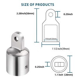 KEJJNYER 6 Pack 316 Stainless Steel Bimini Top Eye End Caps 7/8 inch, Boat Bimini Top End Cap Parts, Boat Bimini Hardware End Cap Heavy Duty