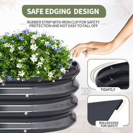 Permade Galvanized Raised Garden Bed Outdoor- Raised Beds for Gardening| Metal Planter Box, Steel Raised Garden Bed Kit with Safety Edging and Gloves for Vegetables, Flower, Herbs (8x2x1FT, Gray)