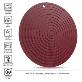 Smithcraft Trivets for Hot Dishes Pots and Pans, Dia 11.81" Silicone Hot Pads Kitchen, Heat Resistant Mat Counter, Multi Use Microwave Mat, Flexible Silicone Pot Holders Trivet Mat Set 2 Melort Red