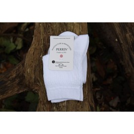 Perrin Women's White Pure Knit Fine Cotton Thread Lisle Mid Calf Size US 9