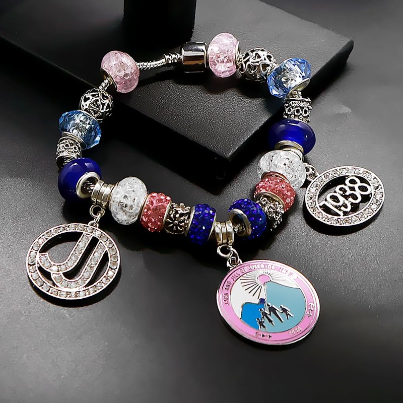 muiot JACK AND JILL Sorority Bracelet JJ 1938 Rhinestone Letter