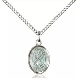 Bliss Sterling Silver Saint Christopher Medal Pendant Necklace 18" Chain GiftBox