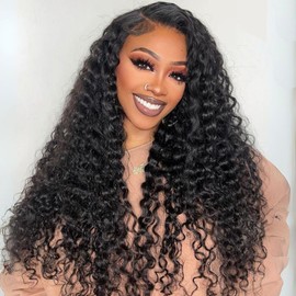 5x5 HD Lace Closure Wigs Human Hair 22 Inch Wear and Go Glueless Wigs Human Hair Pre Plucked Pre Cut for Beginners 180% Density Deep Wave Lace Front Wigs Human Hair Perruque Femme Humain Naturel