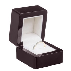 ALLUREPACK Luxury Piano Wood Ring Box - Ring Case Holder for Engagement Proposal & Wedding Day Ring - Small Jewelry Gift Box for Men & Women - Ivory Suede Interior with Matching outer Box