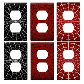 Pounchi Spider Web Light Switch Plate Outlet Cover Stickers 6 Pcs (Standard Size 1-Gang 4.50" x 2.76") Switch Cover Decorative Wall Decals for Room Bedroom Office