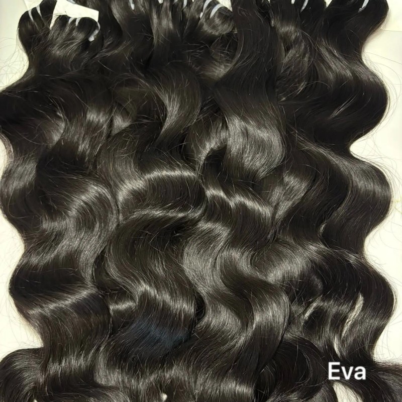 100% Unprocessed Raw Human Hair Extensions Single Donor Double Weft