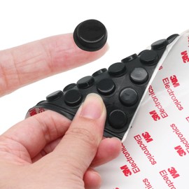 Uenhoy 160 Pcs Black Silicone Cabinet Door Bumpers 1/2" Diameter Self Adhesive Rubber Bumper Pads Buffer Pads for Cabinets, Drawers, Cupboards, Glass Tops