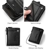 Men Wallet with Chain Vegan Faux Leather Bifold Wallet for