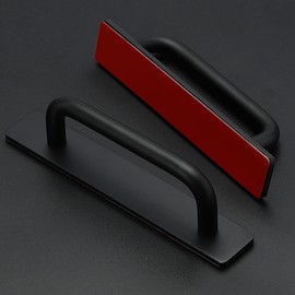 Ravinte Adhesive Cabinet Handles Self Stick Drawer Pulls Stick on Handle Black Cabinet Pulls No Drilling Push Pull Helper for Kitchen Cabinet Window Sliding Closet Door Handle - 5.83", 2 Pack