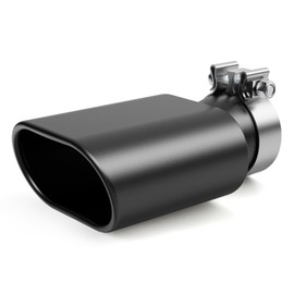 LCGP 3" Square Exhaust Tip 3" to 3" x 5.5"" Diesel Exhaust Tip,12" Overall Length Clamp On Design Truck Tail Tip Rolled Angle Cut Design Black