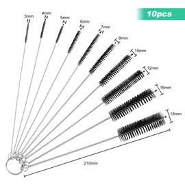 Straw Cleaner Brush, Pipe Tube Cleaner Brush Set Small Bottle Cleaning Brushes for Sippy Cup Straw Teapot Nozzle 10 Pcs