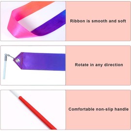 Dance Band, Pack of 2 Colourful Gymnastics Bands with Rod Gymnastics Ink Ribbon Dance Bands Children's Rainbow Ribbon for School and Home Game, Girls at Children's Birthday or Christmas Rhythmic