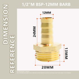 Bwintech 6 Pcs Hose Barb Fittings, 1/2" BSP Male x 12MM Barb Connector with 6 Pcs Clamps