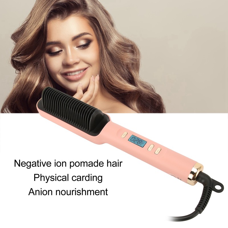 Hair Straightening Brush PTC Even Heating LCD Hair Straightener Brush