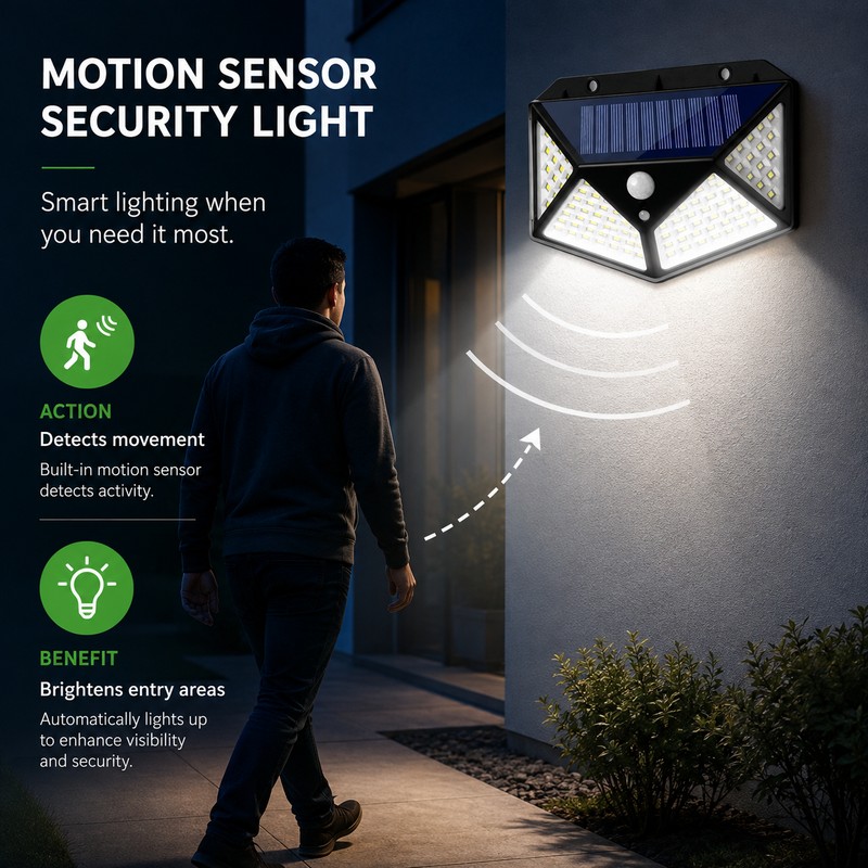 12-Pack Solar Motion Sensor Lights for Outdoor Security – 100-LED
