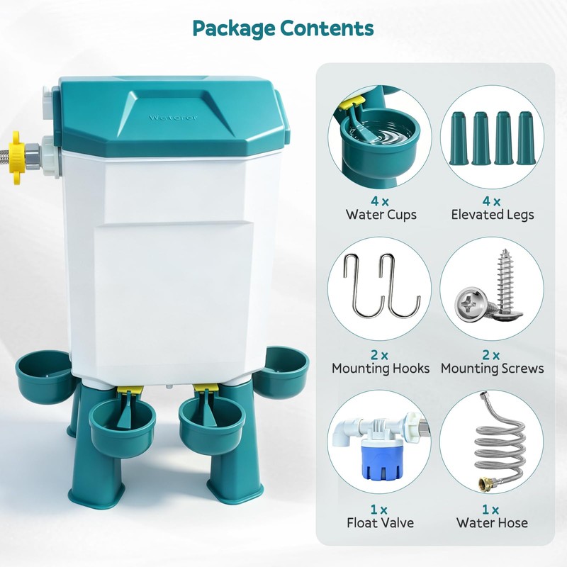 Meyoppm 2 Gallon Automatic Chicken Waterer with Precision Float Valve