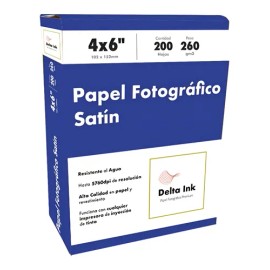 Papel Fotográfico Satín 4x6 Delta Ink Blanco 260g 200 Hojas                                                                                           