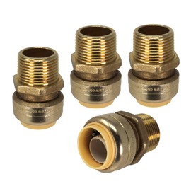 PROCURU 4-Pack 1-1/4 Inch PushFit Male Adapter (MNPT), Push-to-Connect Brass Plumbing Fitting for Copper, PEX, CPVC, PE-RT Pipe, Certified Safe (1.25", 4-Pack)